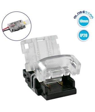 GloboStar® 70718 Ταχυσύνδεσμος Ένωσης IP20 - Strip To Cable Connector για Ένωση 1 x Μονόχρωμης Ταινίας LED Πλάτους 10mm με 1 x Καλώδιο Τροφοδοσίας